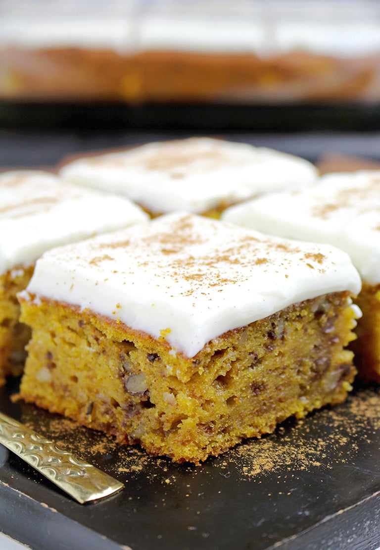 Pumpkin Walnut Bars with Cream Cheese Frosting
