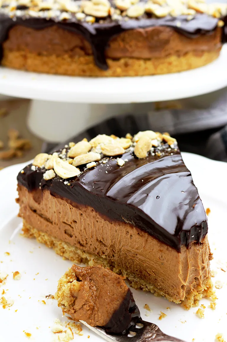 Chocolate Peanut Butter Cheesecake with Pretzel Crust