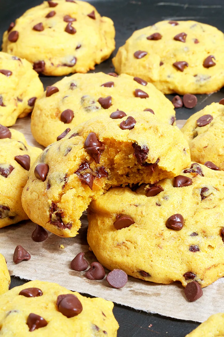 Soft Chocolate Chip Pumpkin Cookies