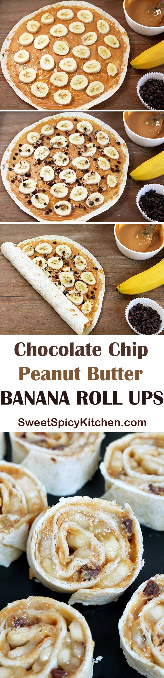 Chocolate Chip Peanut Butter Banana Roll Ups