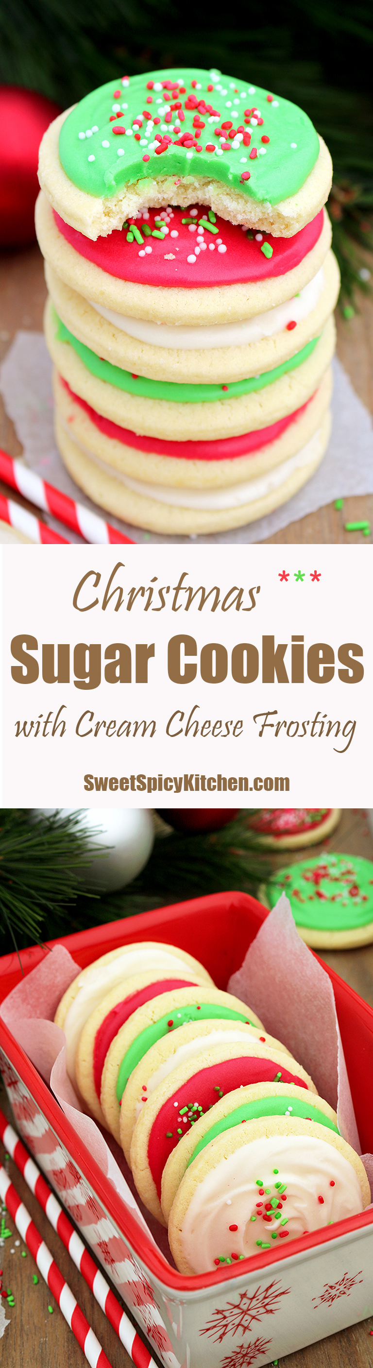 Christmas Sugar Cookies with Cream Cheese Frosting are perfect for the upcoming holiday – Christmas, especially for those who like sugar cookies on their Christmas plates