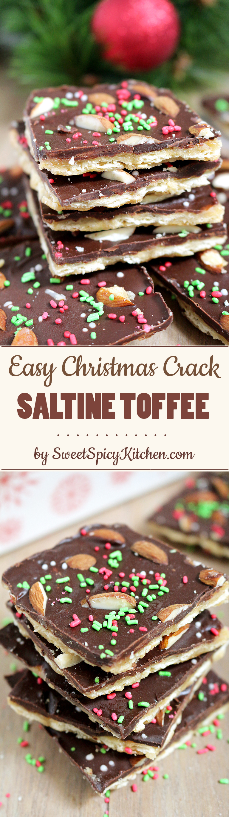 Easy Christmas Crack Saltine Toffee is a perfect crunchy Christmas treat. It‘s a last minute dessert for all those who don‘t have enough time for preparing holiday desserts.