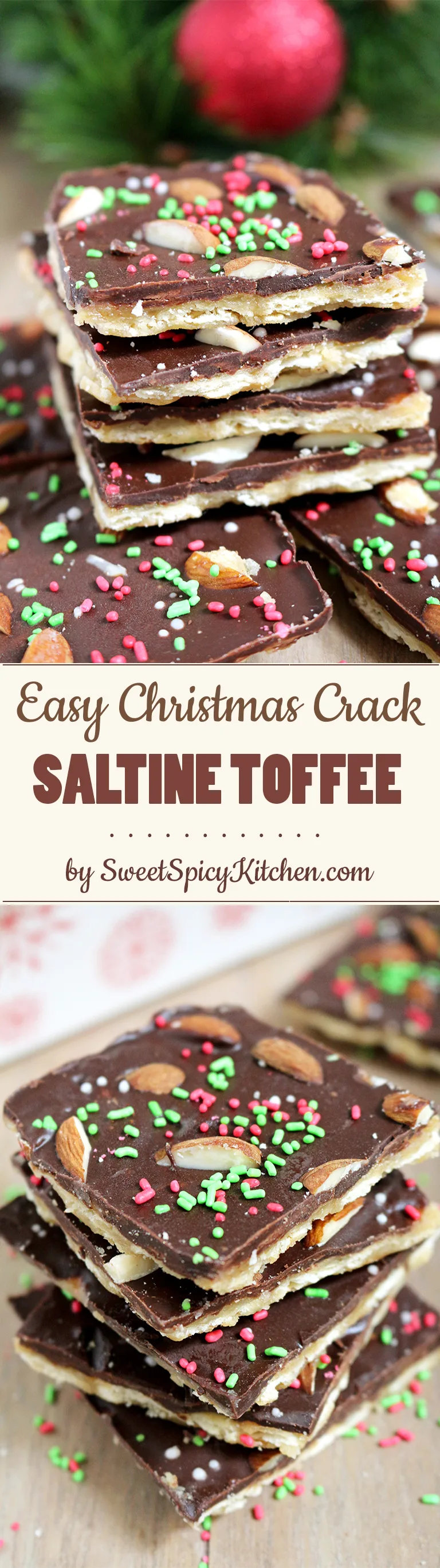 Easy Christmas Crack Saltine Toffee is a perfect crunchy Christmas treat. It‘s a last minute dessert for all those who don‘t have enough time for preparing holiday desserts.