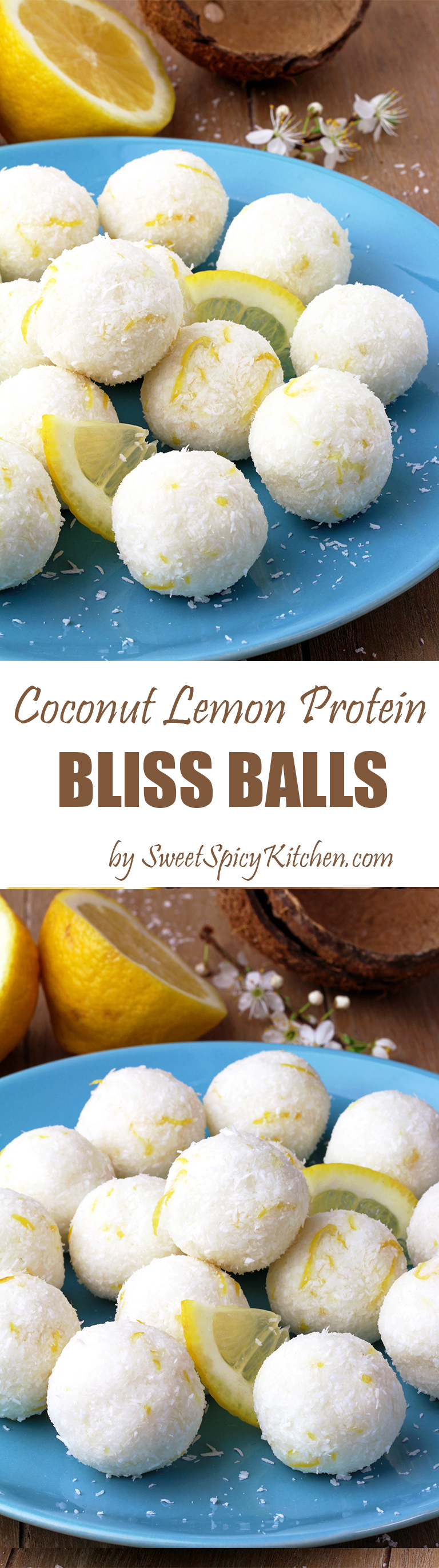 These Coconut Lemon Protein Bliss Balls are very healthy, easy to prepare and so delicious. Do you like coconut? How about lemon? I love this combination ?