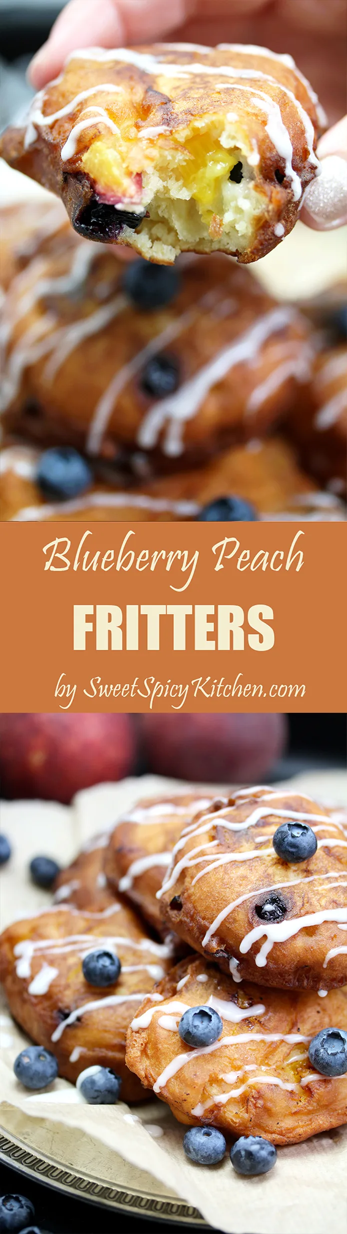 Blueberry Peach Fritters with Vanilla Glaze