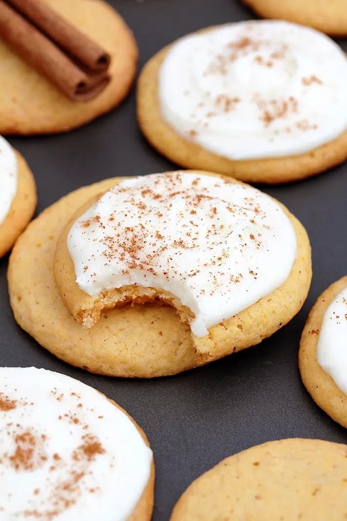 Pumpkin Sugar Cookies with Cream Cheese Frosting 