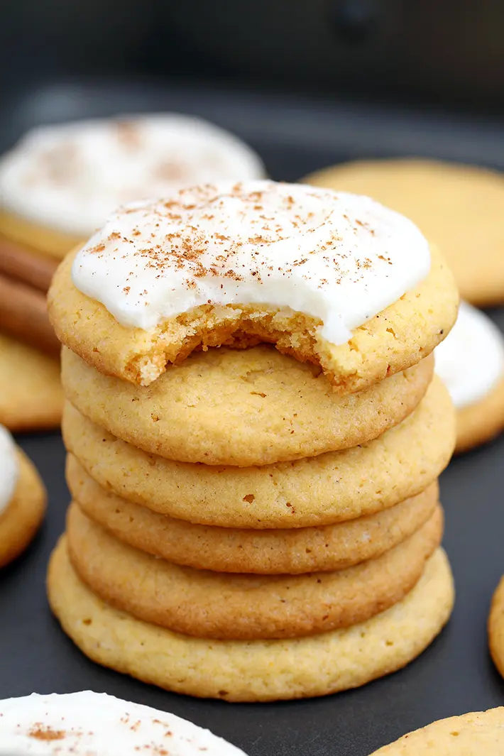 Pumpkin Sugar Cookies with Cream Cheese Frosting 