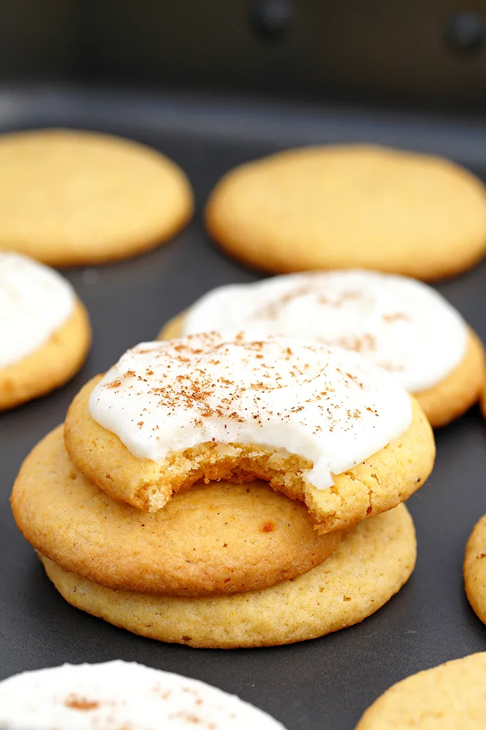 Pumpkin Sugar Cookies with Cream Cheese Frosting 