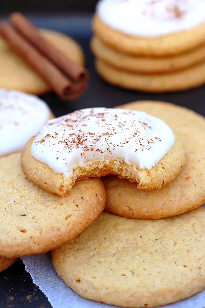 Pumpkin Sugar Cookies with Cream Cheese Frosting 