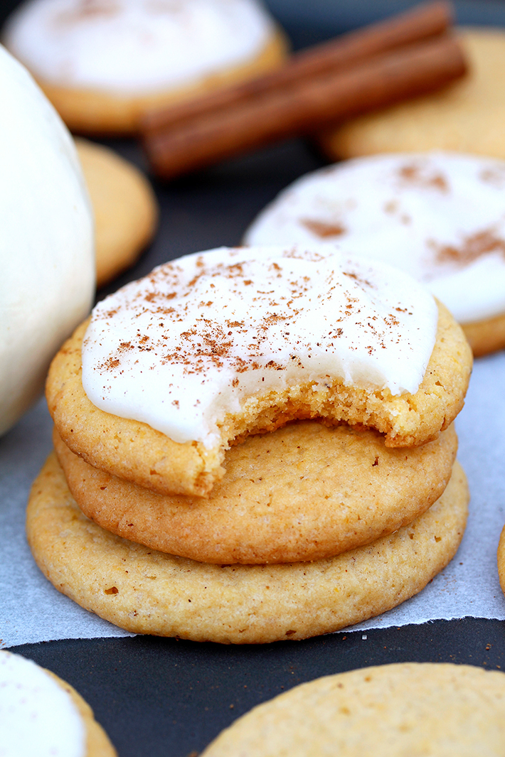 Pumpkin Sugar Cookies with Cream Cheese Frosting