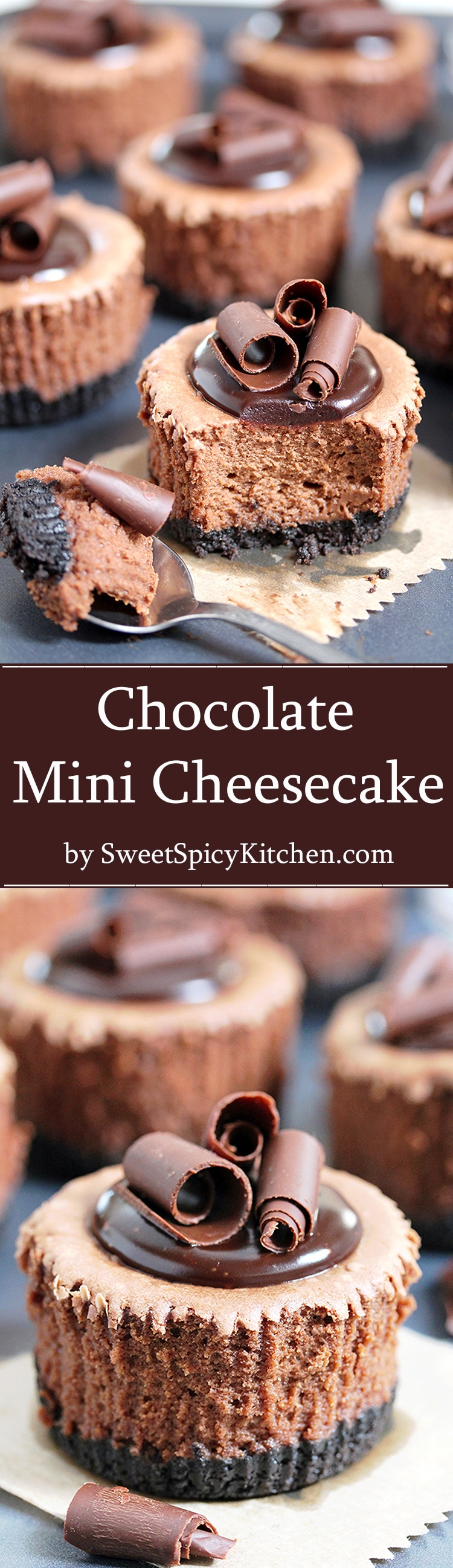 Chocolate Mini Cheesecake with Oreo Crust  – this creamy, rich cheesecake with full chocolate taste and Oreo layer, topped with chocolate ganache and formed as mini cheesecakes, will be loved by all the chocolate fans.