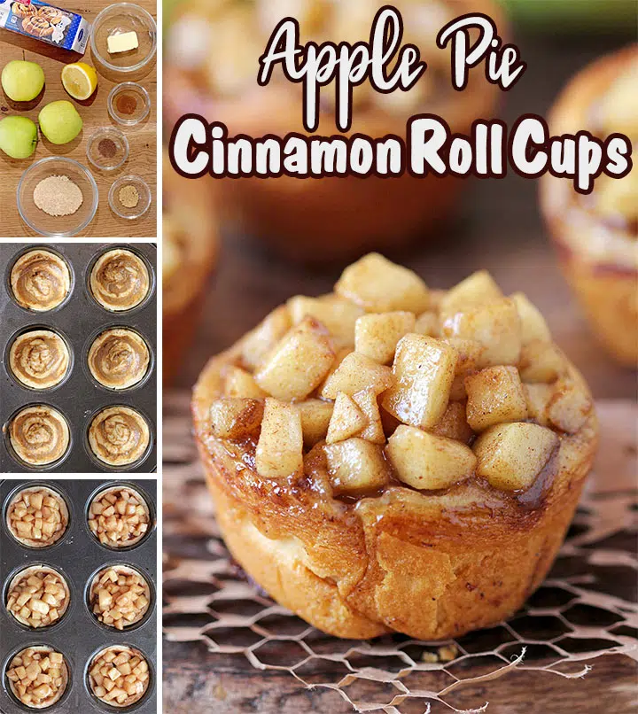 Apple Pie Cinnamon Roll Cups – made with Pillsbury refrigerated cinnamon rolls, filled with homemade apple pie filling, baked in a muffin tin are very delicious and quick and easy to prepare. They can be perfect for breakfast, brunch or as a dessert. 