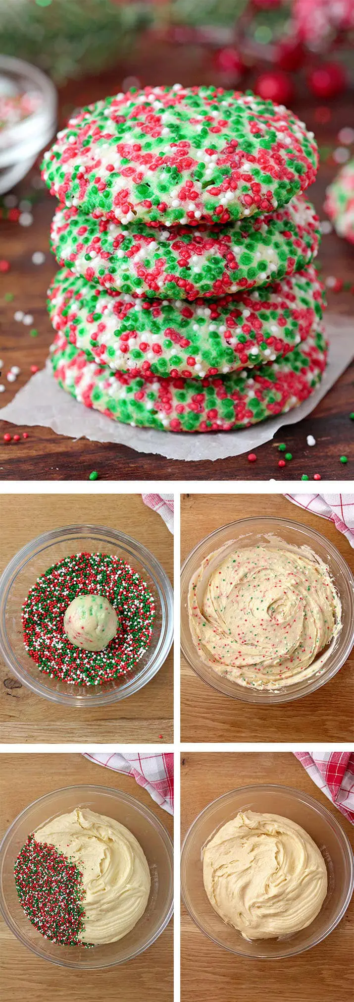 Christmas Cheesecake Cookies – cookies with cream cheese and nonpareil sprinkles decorated in Christmas colors are delicious, quick and easy to prepare. Since the Christmas baking season is going on, we are tasting different cookies that are going to be part of our Christmas desserts this year. 