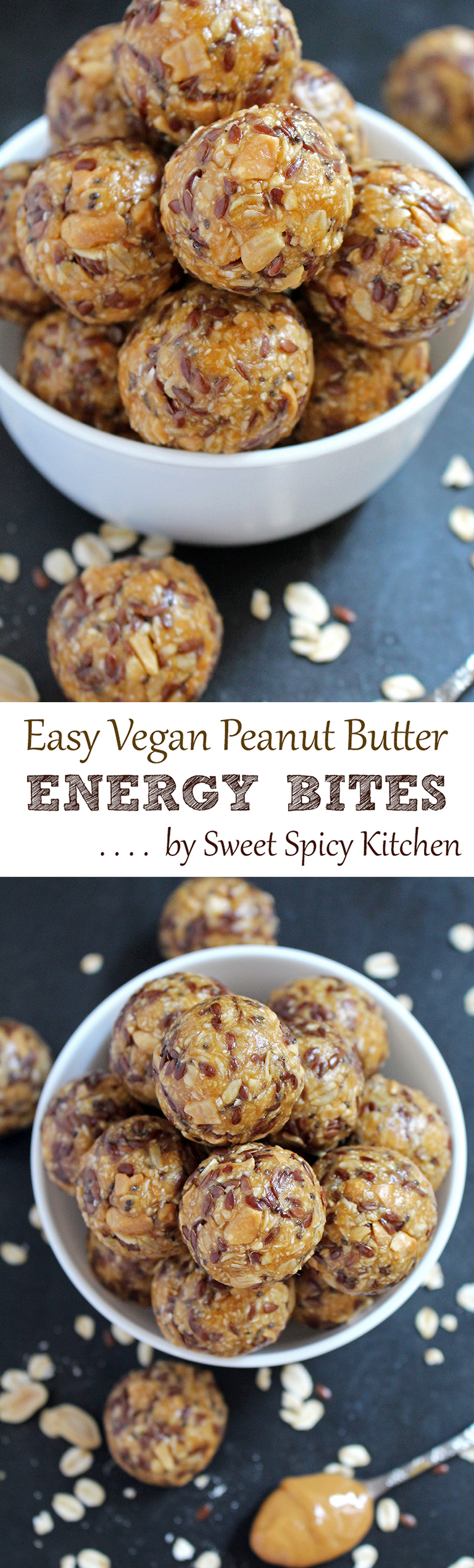 Moist and crunchy balls perfect as a brunch snack - Easy Vegan Peanut Butter Energy Bites 