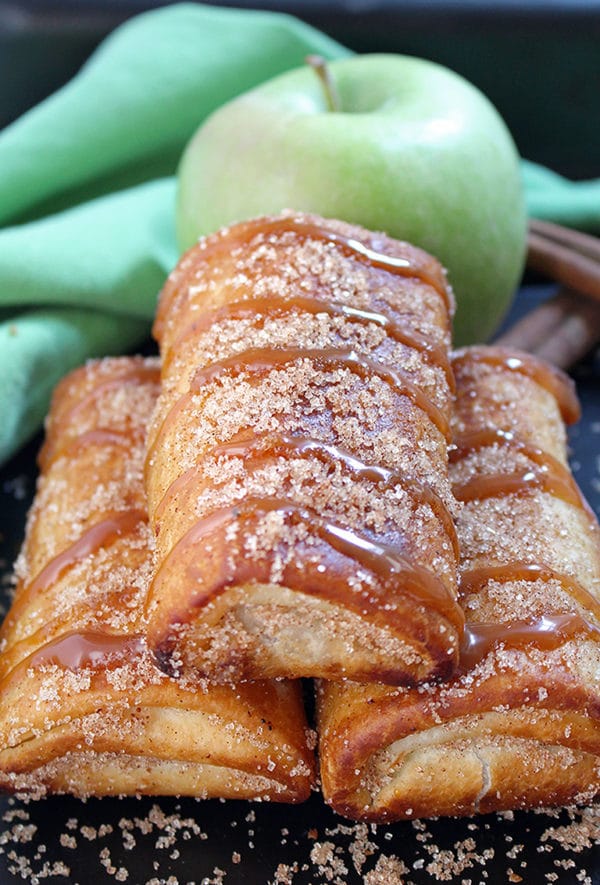 Caramel Apple Chimichangas Caramel Apple Chimichangas topped with caramel sauce and cinnamon sugar