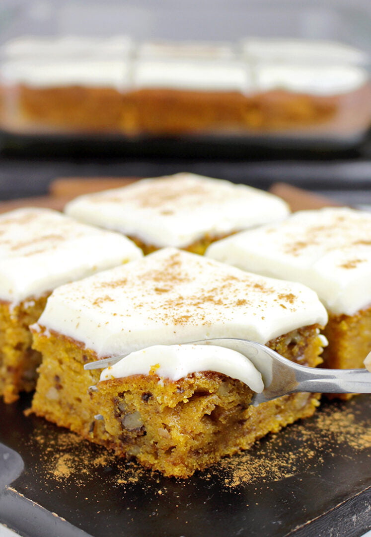 Pumpkin Walnut Bars With Cream Cheese Frosting | Sweet Spicy Kitchen