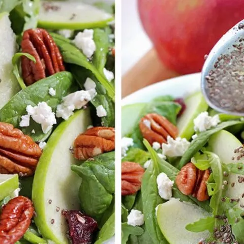 Today on the menu is a healthy food – Cranberry Pecan Spinach Salad recipe rich with apples and cheese. A delightful blend of different flavors in one bowl.