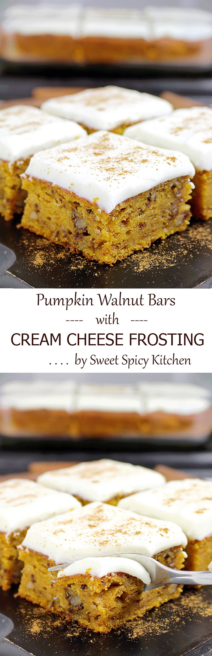 Aaaand another pumpkin dessert – Pumpkin Walnut Bars with Cream Cheese Frosting.