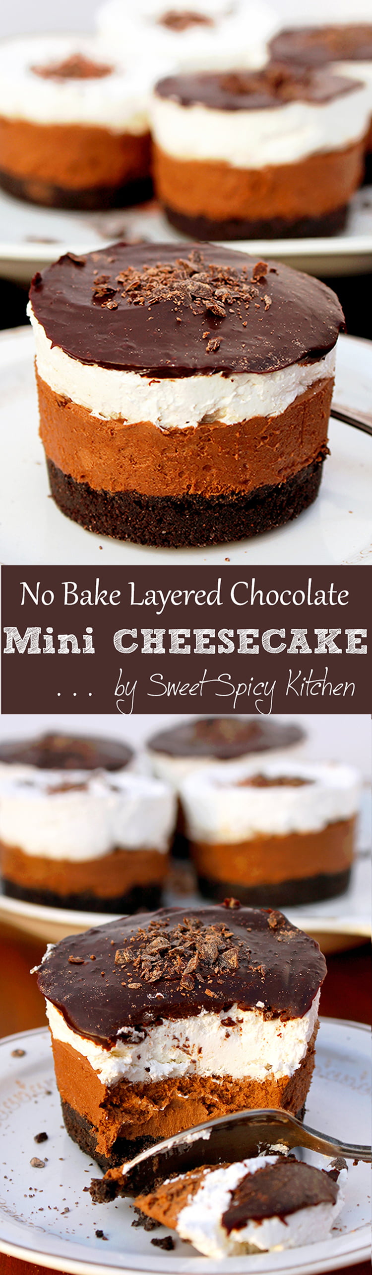 No Bake Layered Chocolate Mini Cheesecake
