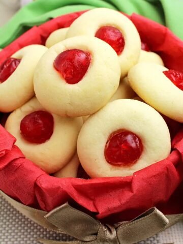 Holiday Maraschino Cherry Shortbread Cookies