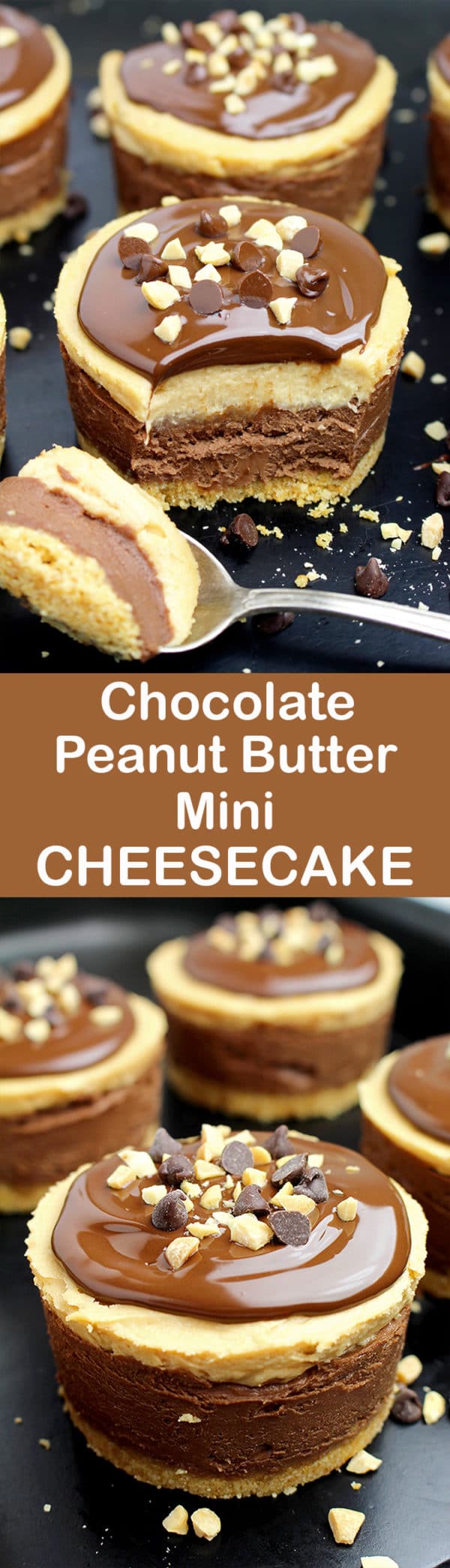 Chocolate and peanut butter… Do you like this combination? If your answer is yes, we have an awesome dessert for you – No Bake Chocolate Peanut Butter Mini Cheesecake