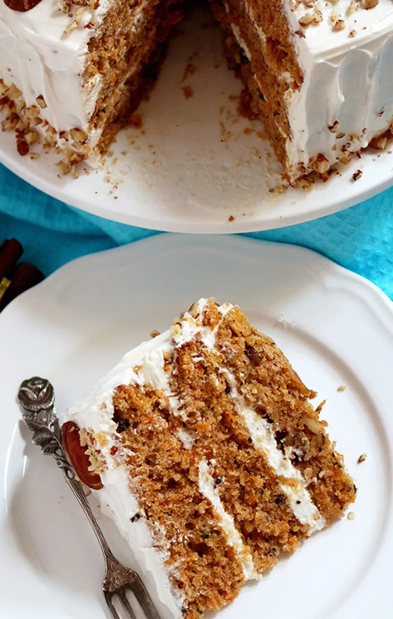 Special dessert for special occasions – Carrot Cake with Cream Cheese Frosting. This fantastic cake is perfect for Easter or some other festival.