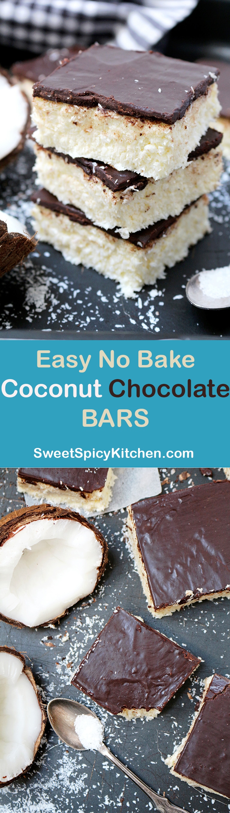 Easy No Bake Coconut Chocolate Bars super quick and delicious bars you will love. Light and refreshing, melt in your mouth dessert perfect for hot summer days