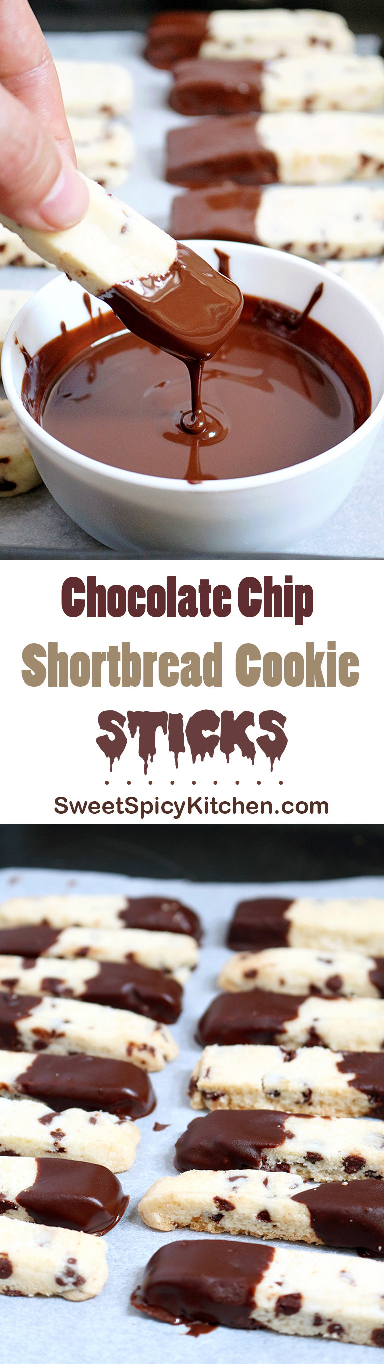 Chocolate Chip Shortbread Cookie Sticks