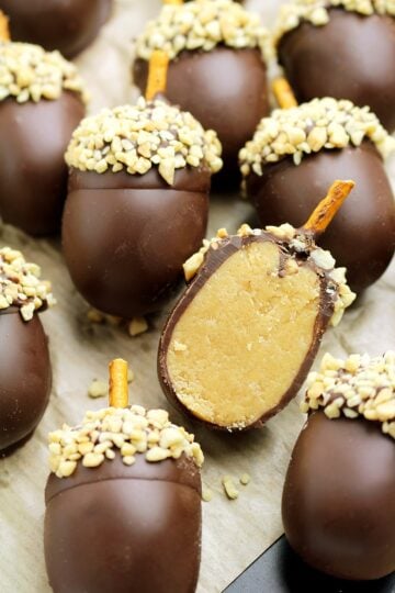 Looking for a perfect fall dessert.. I was going through my cook book and found this recipe that I would like to share with you Peanut Butter Chocolate Acorn Truffles.
