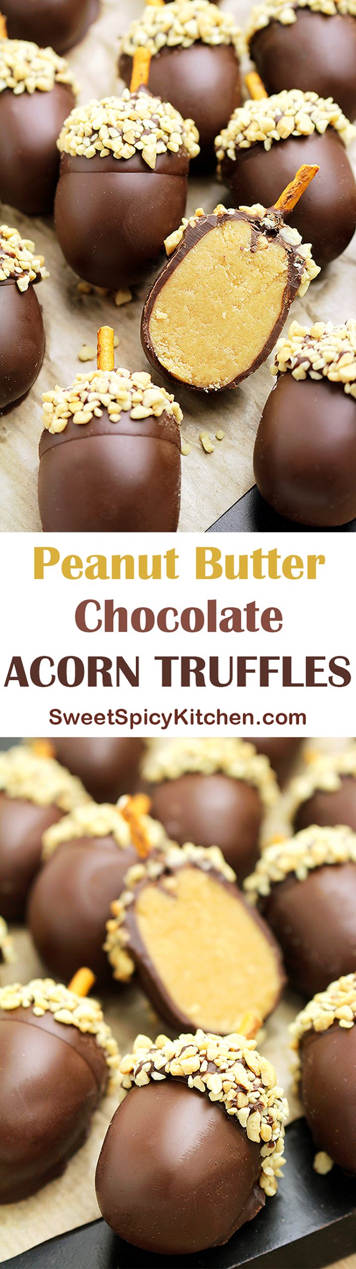 Peanut Butter Chocolate Acorn Truffles Looking for a perfect fall dessert? I was going through my cook book and found this recipe that I would like to share with you - Peanut Butter Chocolate Acorn Truffles ♥