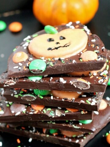 M&M’s Pumpkin Pretzel Bark