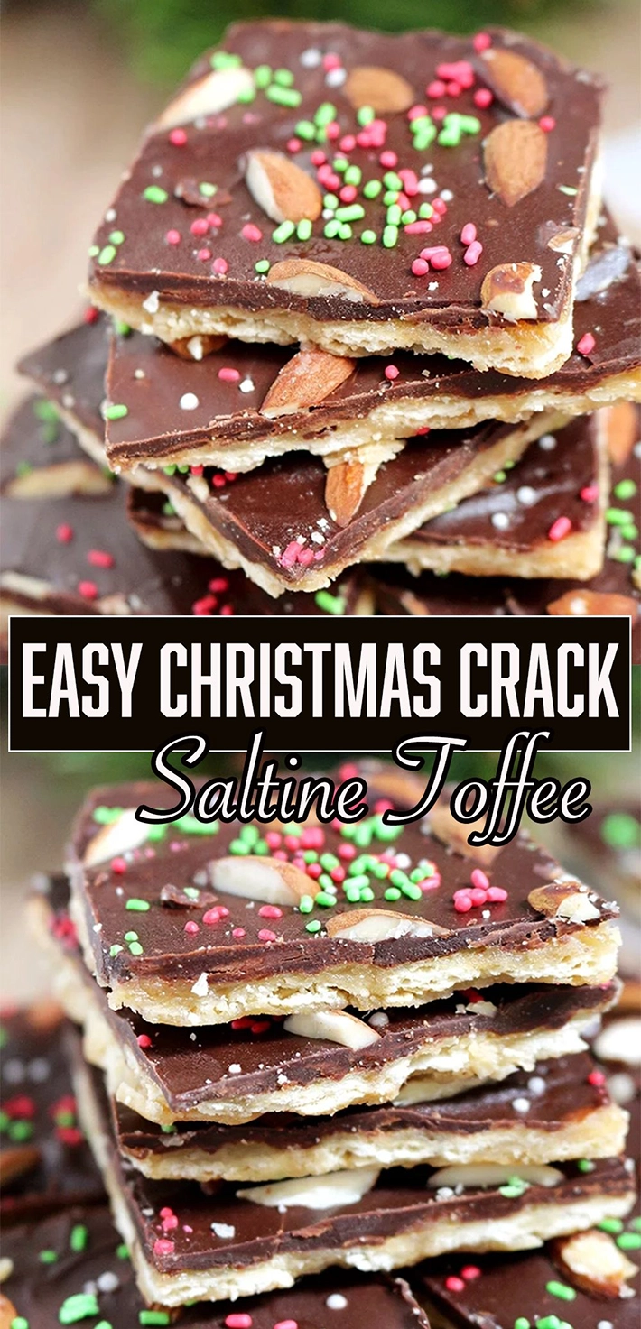 Easy Christmas Crack Saltine Toffee is a perfect crunchy Christmas treat. It‘s a last minute dessert for all those who don‘t have enough time for preparing holiday desserts.