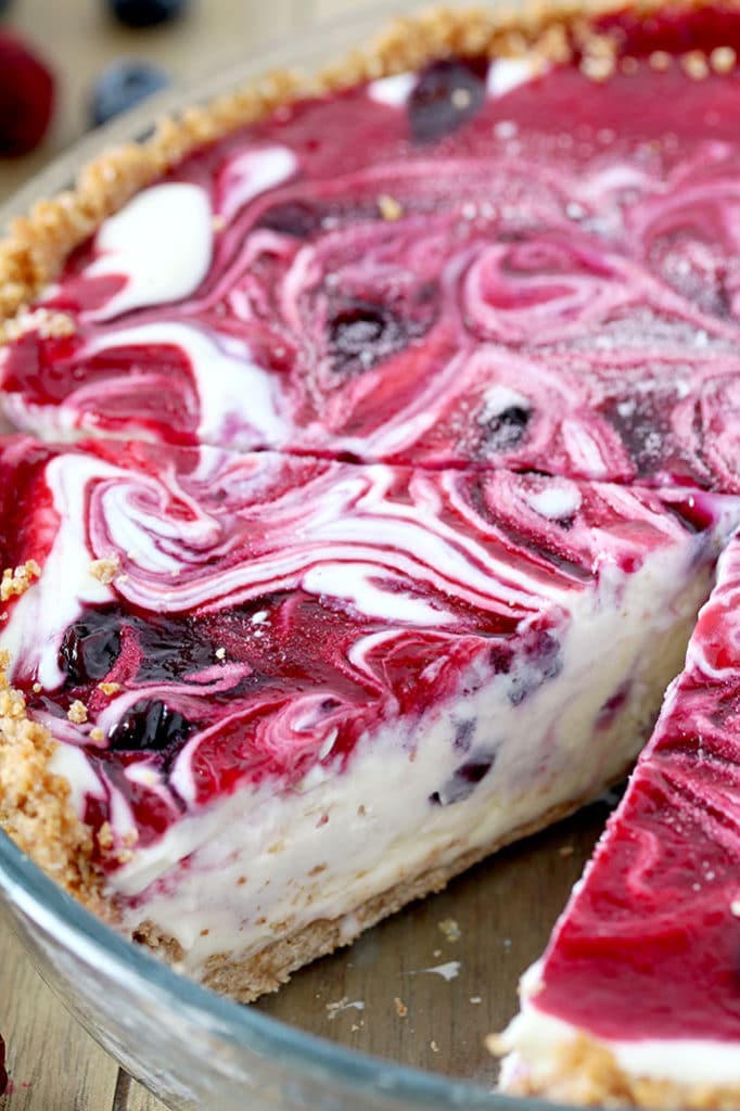 Very Berry Frozen Cream Pie a summer dessert with fresh blueberries.