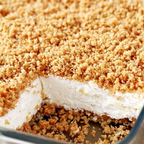 Easy Pineapple Dream Dessert a light and fluffy, quick and easy no bake creamy summer dessert. This creamy treat, made of crushed pineapple, cream cheese, butter and whipped cream and crunchy graham cracker layer, topped with graham cracker crumbs is a perfect way to sweeten hot summer days