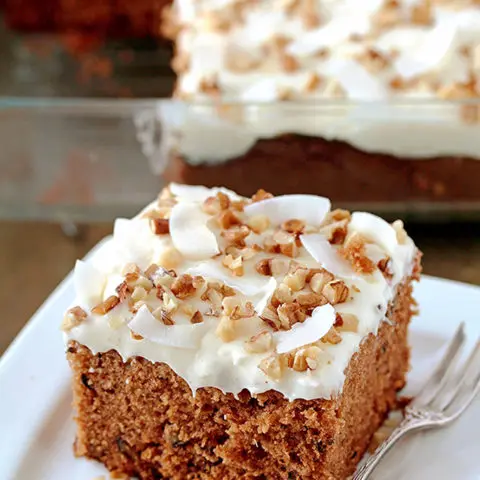 Preacher Cake – easy, super tasty cake with rich, tropical taste made of whipped cream, cheese frosting and topped with chopped walnuts and coconut chips. This harmony of flavors is made for true pleasure. Pineapple, coconut and walnut combination in this cake is perfect and gives it a special taste.