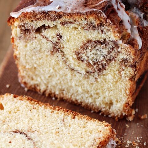 You can find the recipe for our favorite Cinnamon Sugar Swirl Bread, here. This perfectly soft and moist bread is made of simple ingredients that can be found in every kitchen and it’s as simple as making a swirl out of cinnamon – sugar mixture and then drizzle it with vanilla glaze