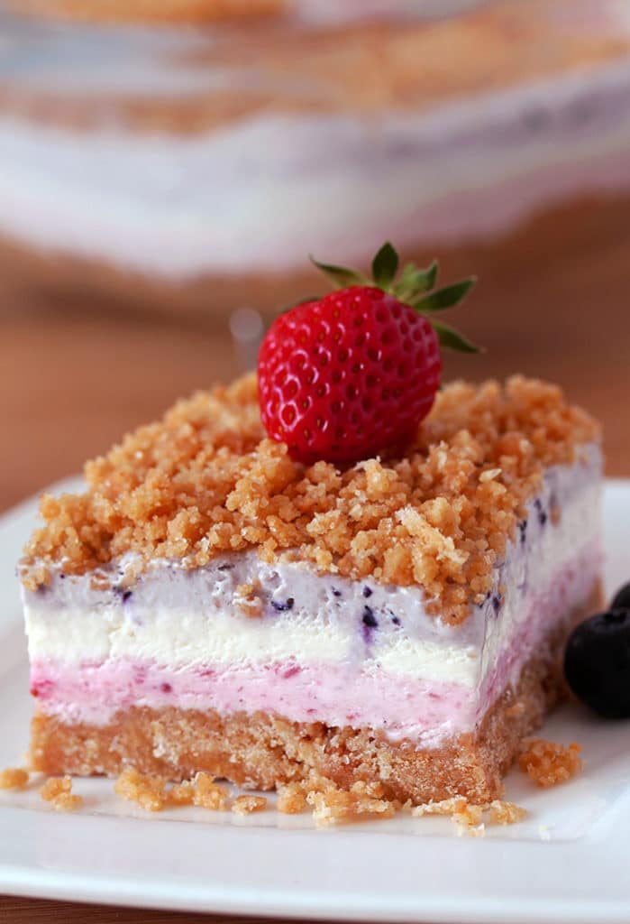 Strawberry Blueberry Frozen Dessert is a delicious layered summer treat.