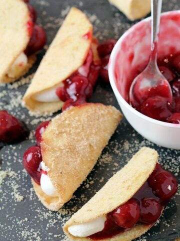 Cherry Cheesecake Tacos