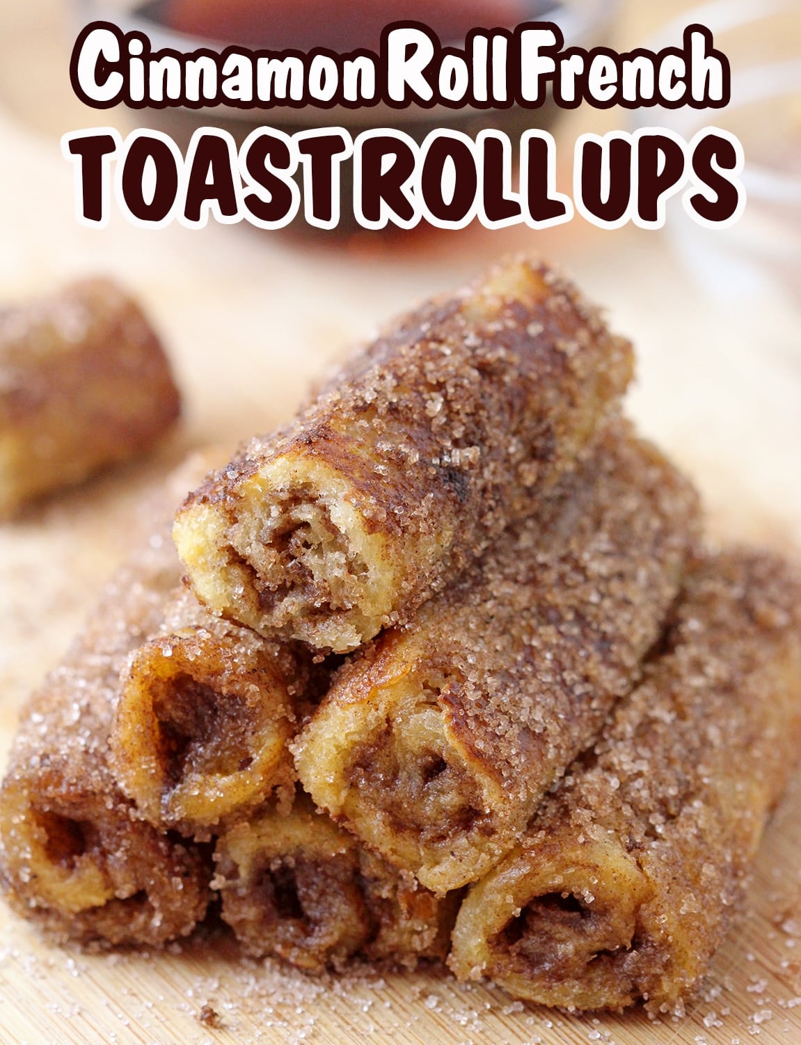 Cinnamon Roll French Toast Roll Ups – perfect breakfast or brunch that you will love and that’s so quick and easy to prepare. It’s made of soft bread rolled with a rolling pin, spread with cinnamon, butter and brown sugar filling, rolled, then dipped into eggs, milk and vanilla, cooked in a frying pan on butter and finally coated with cinnamon and sugar.