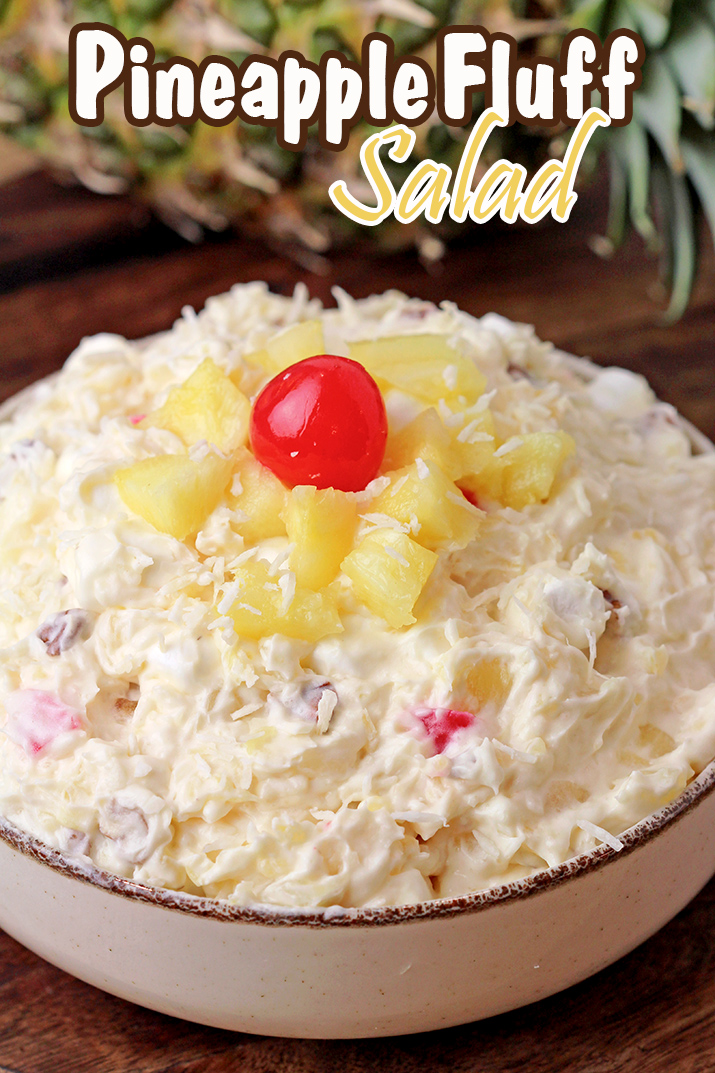 Pineapple Fluff Salad – if you make this delicious and super easy salad, in only 10 minutes and with only 7 ingredients, you will experience a perfect tropical taste with every bite. This salad is a real hit on any occasion, as well as for holidays, especially for BBQ, served as a side dish.