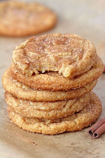 Finished Chewy Brown Butter Snickerdoodle Cookies.