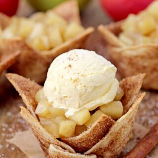 Apple Pie Taco Cups with Cinnamon Sugar Tortillas