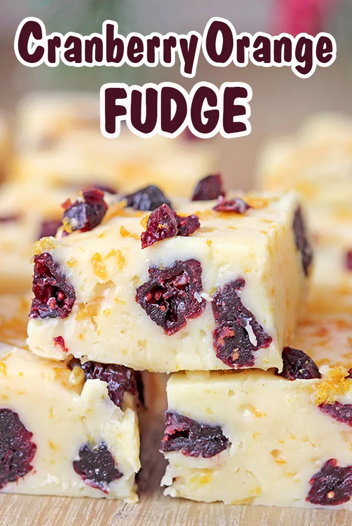 This homemade Cranberry Orange Fudge made with white chocolate, sweetened condensed milk, dried cranberries, orange zest and orange extract is a quick and easy recipe you have to try for Christmas 2023. 