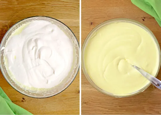 In a separate bowl, beat heavy whipping cream until soft peaks form. Add whipped cream to the bowl with the mixture of cream cheese and Jell-O, fold with a spatula until it is completely combined. Spread the filling evenly over the crust and smooth the top. Wrap and chill for at least 6 hours, preferably overnight.