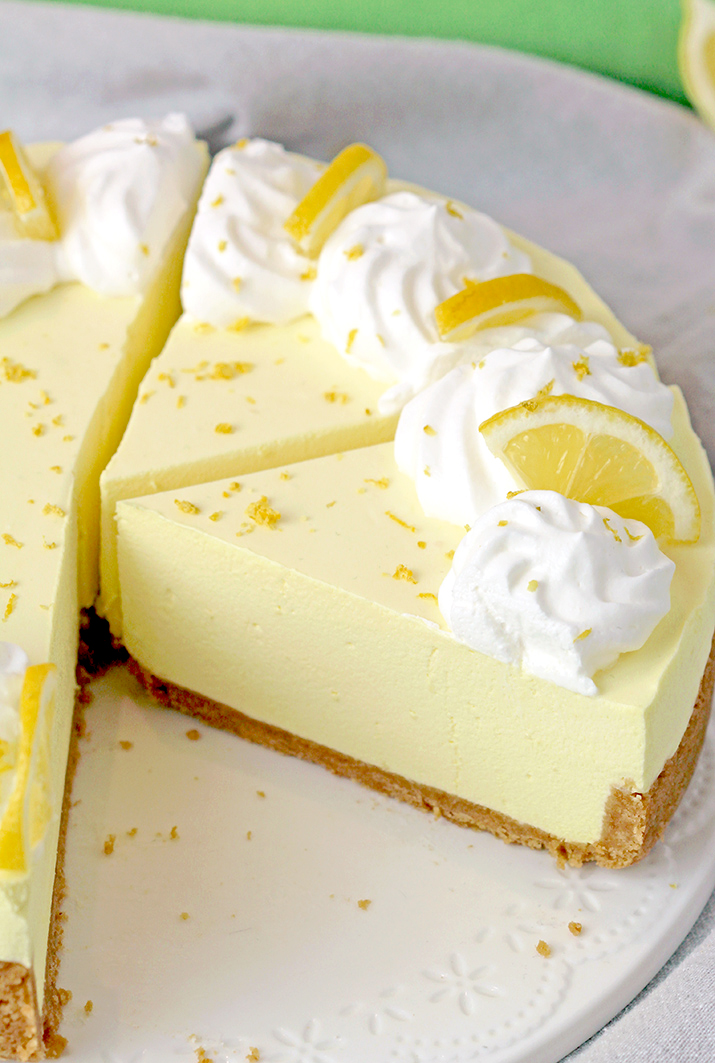 The Easiest Lemon Cheesecake – this no bake recipe with graham cracker crust, creamy cheesecake and lemon Jell-O filling is so quick and easy to make and it’s perfect for Easter or any other holiday, as well as for hot summer days.