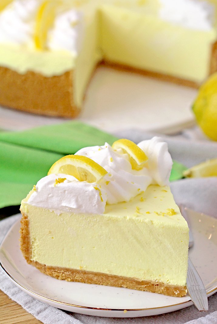 The Easiest Lemon Cheesecake – this no bake recipe with graham cracker crust, creamy cheesecake and lemon jello filling is so quick and easy to make and it’s perfect for Easter or any other holiday, as well as for hot summer days.