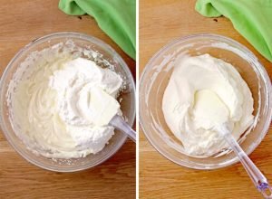 To make the cheesecake filling: In a large bowl, beat the cream cheese, vanilla and powdered sugar with an electric mixer on low speed until smooth. Using a rubber spatula, fold in whipped topping.