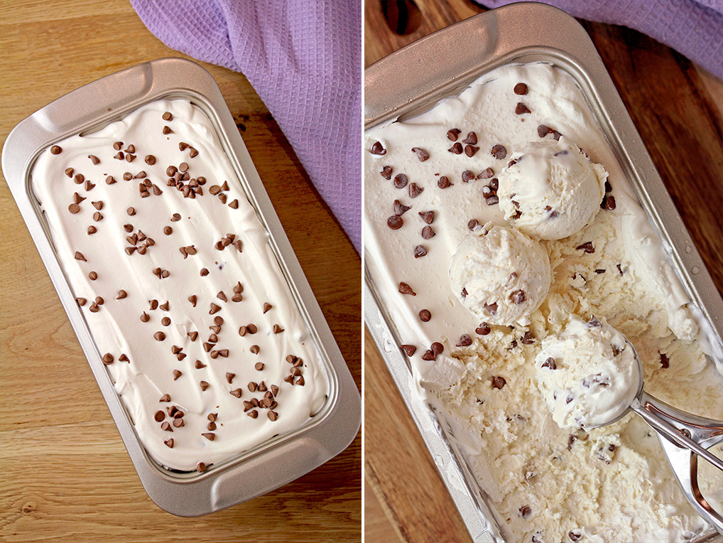 Step 5. Pour the mixture into a loaf pan and freeze.Bailey's Chocolate Chip Ice Cream