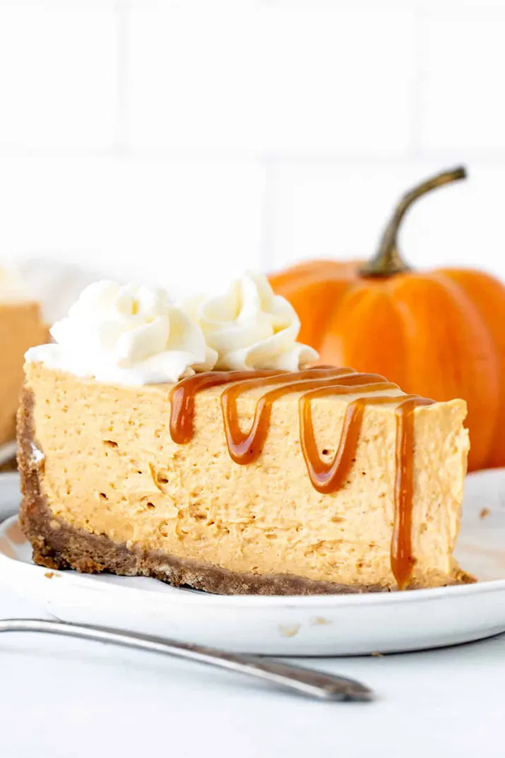 This no-bake pumpkin cheesecake has a delicious pumpkin spice flavor, an extra creamy texture and cinnamon graham cracker crust. It’s way easier to make than traditional cheesecake – and perfect for fall or Thanksgiving! 