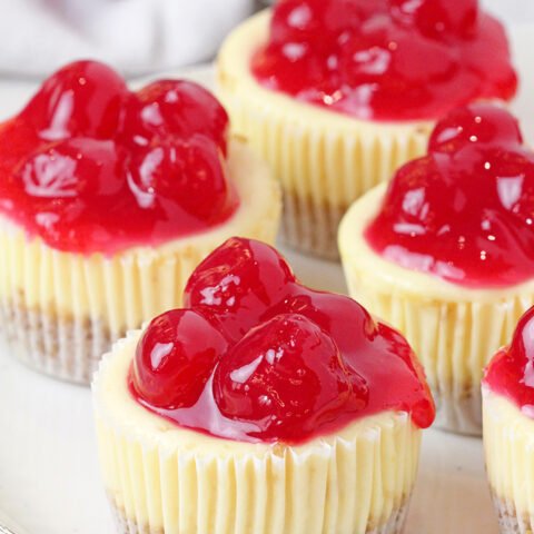 These Mini Cherry Almond Cheesecakes with graham cracker crust, creamy almond cheesecake layer, topped with cherry pie filling are very tasty and easy to make. You can prepare these lovely sweets with a refreshing taste for any occasion throughout  the year, as well as for the upcoming Valentine's Day.